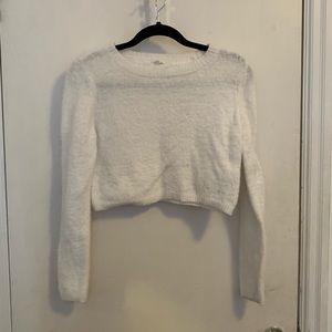 White fuzzy sweater